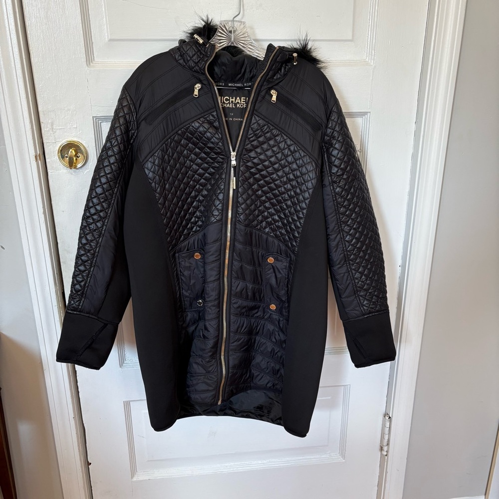 Black quilted MK coat
